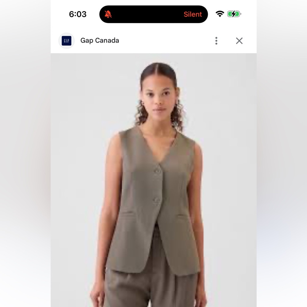 GAP Women's Longline Twill Vest in Terra Brown